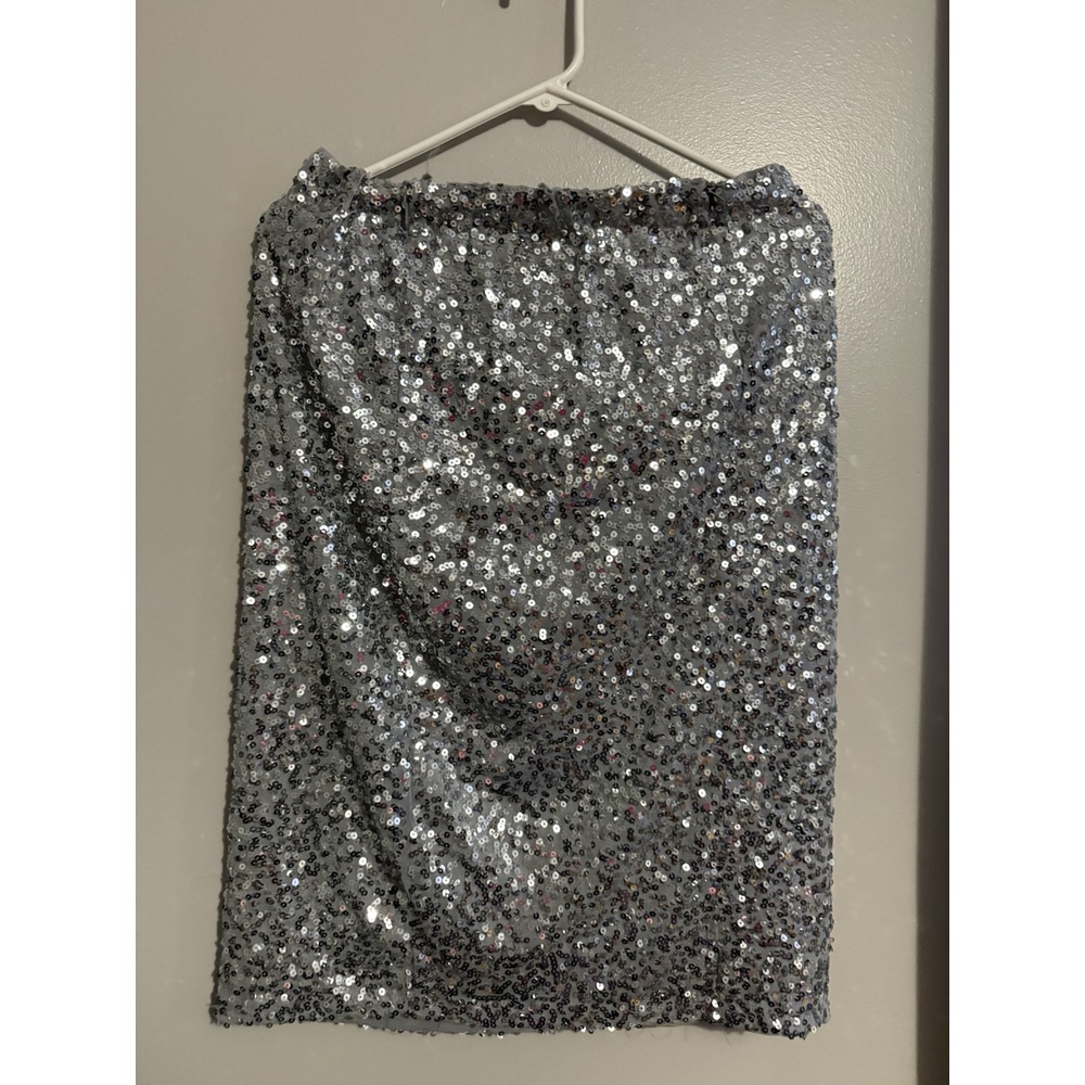 PrettyGuide Sequin Skirt Party Cocktail Shimmer Sparkle Silver L